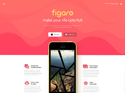 Figaro - App Landing Page (Demo One) app app landing page html theme iphone mockups landing page theme themeforest