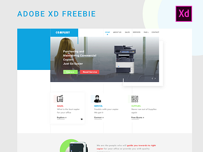 Copier Saling Company Freebie adobe xd copiers design free freebie freebies printers template theme ui ux wordpress