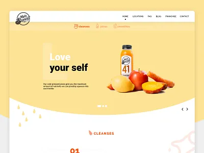 Juice Company Web Design 99designs adobe xd blog blogging cleanses contest design fresh healthy juice juice bar juices smoothies template typography ui ux web design web site wordpress