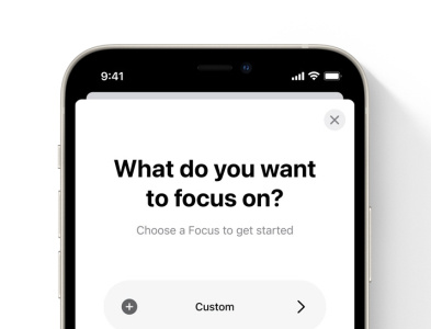 iOS 15 focus selection menu