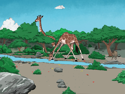 Giraffes animal illustration book illustration design digitalart giraffes illustration paper art photoshop