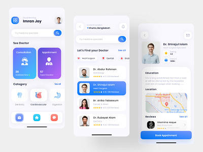 Doctor Appointment App UI android app app design app ui appoinment app doctor app health app healthcare hospital medical medicine