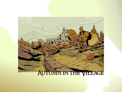 Village autumn day game game art illustration landscape nature art trees