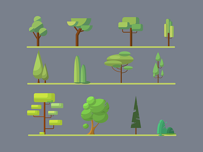 Trees flat game game art graphic design illustration landscape motion graphics nature art trees vector