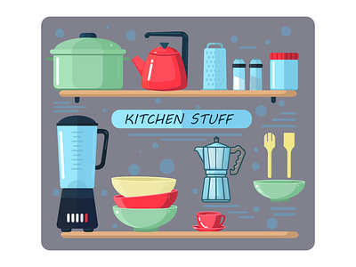 Kitchen Stuff cooking design flat game game art green illustration kitchen kitchenstuff kitchenware motion graphics red tableware ui vector