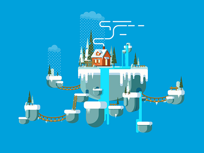 WINTER ISLAND blue flat game game art game design game landscape game location illustration landscape nature art trees vector winter winter location