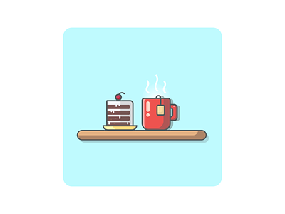 Tea break cake cup design flat icon illustration motion graphics red red cup tea tea break vector
