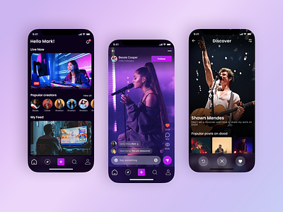 Social App app design music music player social socialapp tiktok tinder ui ux video videoapp webdesign