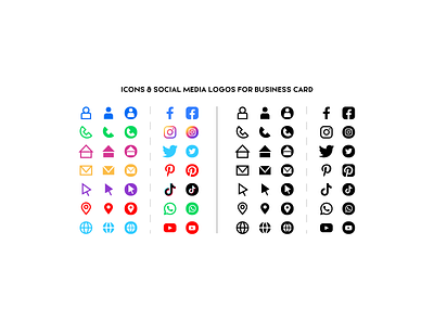 Icon & social Media Logo For Business Card app apps art business businesscard card design flat icon illustration logo media ul ux website
