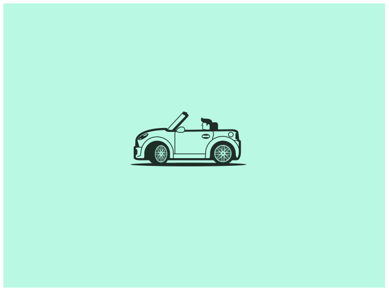 Ride on wide road car cooper gif icon mini minimal motion graphics