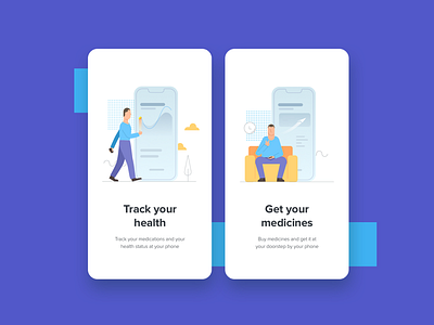 On boarding - Medications app health illustration medicines mobile on boarding ui vector