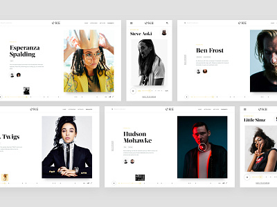 One Podcast clean grid layout minimal play player podcast typography ui ux web white