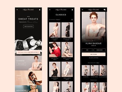 Agent Provocateur app clean collection dark design ecommerce lingerie mobile pink typography ui ux