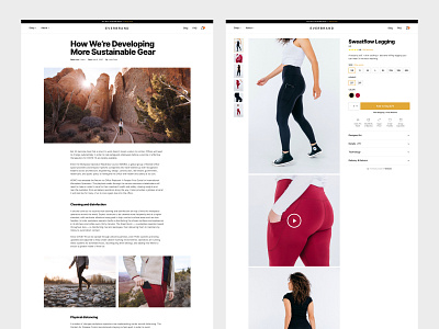 Everbrand article blog clean design e-commerce fashion leggings pdp product page typography ui ux web