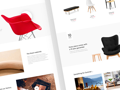 Voga chair clean design e commerce furniture typography ui ux web white