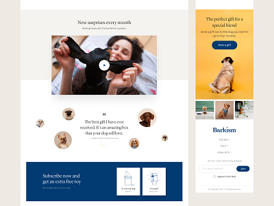 Barkism clean design dog ecommerce footer illustration mobile subscription typography ui ux video web