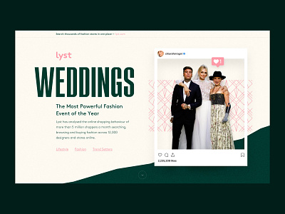 Lyst Weddings clean design fashion instagram landing page lifestyle pink report ui ux web weddings