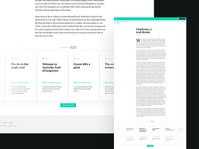 Short Stories article cards clean design dropcap ui ux web white