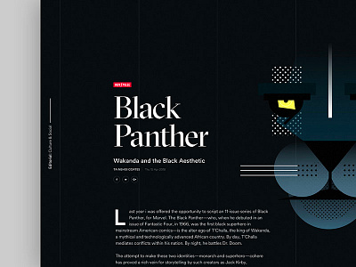 Black Panther article black clean dark design dropcap illustration panther typography ui ux web