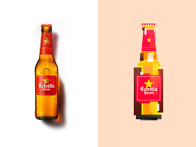 IcoBeer - Estrella Damm beer bottle geometry illustration poster print vector