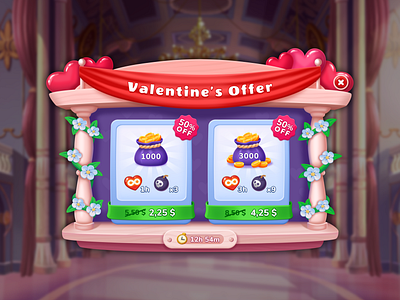 Special Valentine's offer for casual game | UX/UI design game graphic design illustration typography ui ux vector