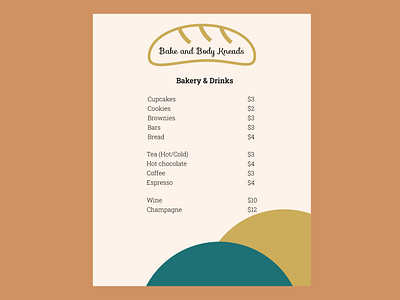 Bake and Body Kneads - Bakery Menu