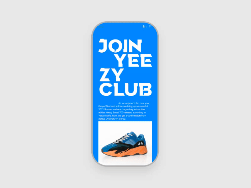 YEEZY BOOST | UX/UI animation figma landing photoshop ui web