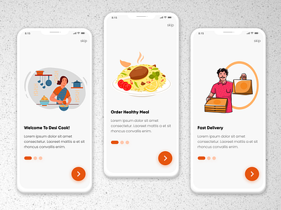 Onboarding Food Ordering App - Desi Cook design figma illustration mobile app onboarding ui