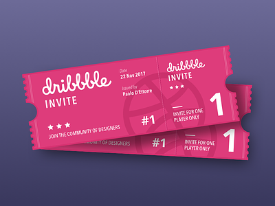 2 Dribbble Invites dribbble dribbble invite invitation invites join player ticket