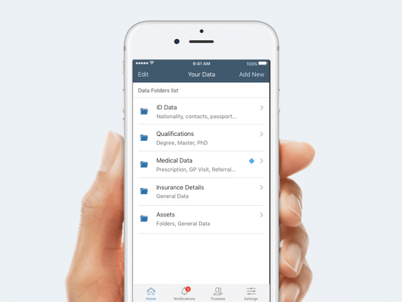 Medical data share - Activity history