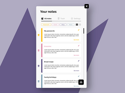 DailyUI #65 - Notes widget adobexd daily 100 challenge dailyui dailyuichallenge figma notes notes app notes widget ui ux ui design uidesign uiux uxdesign