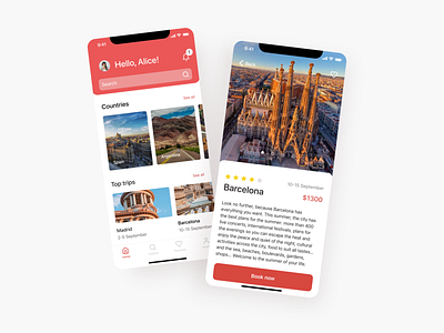 Travel App Ui/Ux design application ios mobil tourism tours travel trip ui