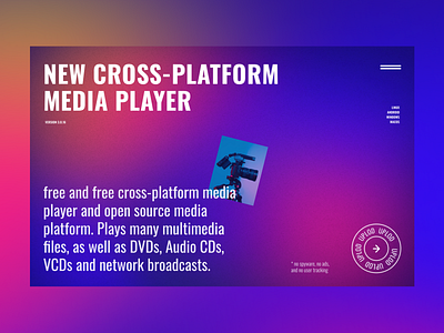 Project for media player blur clean design gradient landing page media music player typography ui web website