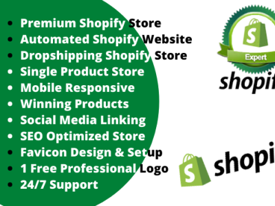 I will design shopify dropshipping store, shopify website dropshipping store shopify shopify dropshipping shopify store shopify website