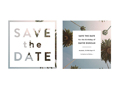 Save the Date invitation palm trees print save the date