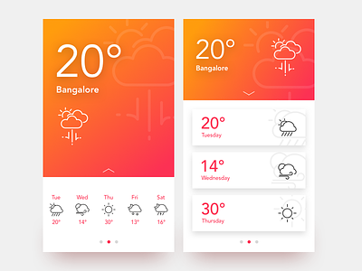 Weather android flat gradient icon ios scroll slide text ui ux weather