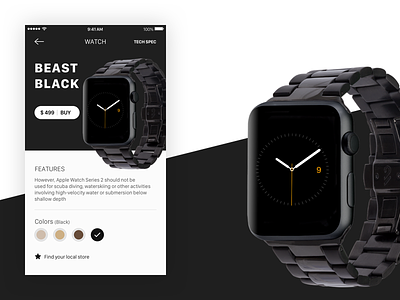 Apple Watch 2 black card design ios new phone series ui ux watch