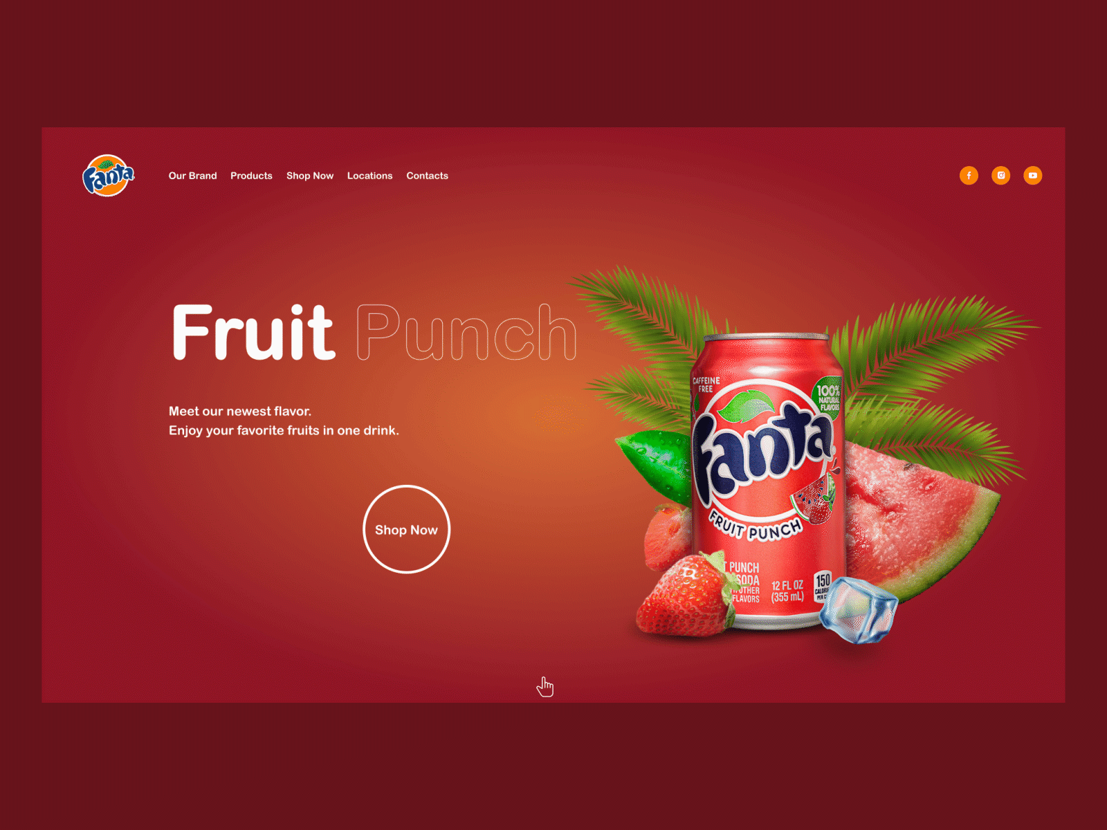 Fruit Punch Fanta flavor adobe after effects adobe photoshop advertising animated gif animation composition drink ecommerce fanta fruits landing page product product page typography ui ui animation uidesign webdesign