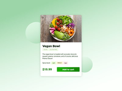 Product card for vegan cafe composition design ecommerce food mobile phonescreen typography ui user interface vegan webdesign