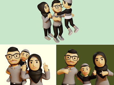 Happy Family💞 3d 3d modeling 3dcharacter 3dcute 3ddesign 3dfamily 3dillustration blender design