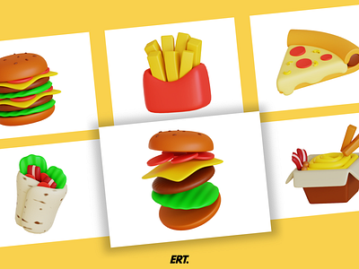 3D MINI's FASTFOOD 3d 3d modeling 3dburger 3ddesign 3dfastfood 3dillustration blender design illustration like share ui uidesigner