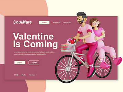 Valentine Is Coming.. 3d 3d modeling 3ddesign 3dillustration blender couple design feeddesigner illustration landingpage ui ux valentine valentineasseth valentineillustration webdesign