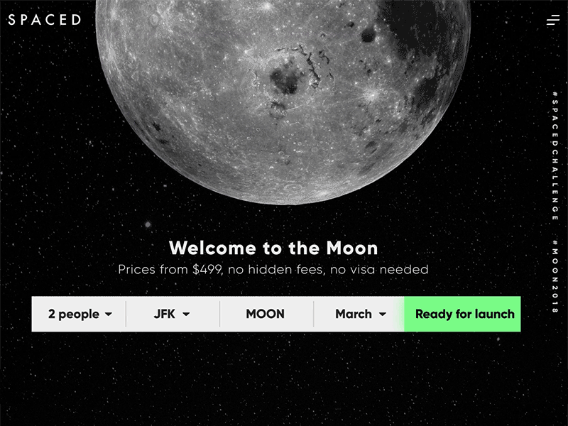 SPACED website animation dannpetty epicurrence moon space spacedchallenge website