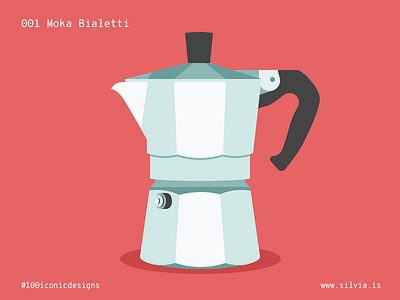 001 Moka Bialetti 100iconicdesigns flat illustration industrialdesign product productdesign