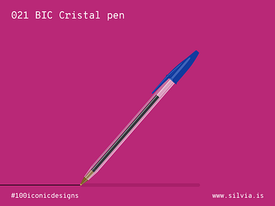 021 BIC Cristal Pen 100iconicdesigns bic design flat illustration industrialdesign pen product productdesign