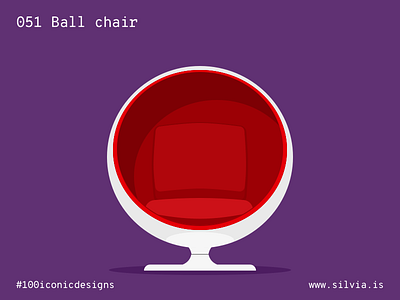 051 Ball Chair 100iconicdesigns aarnio ballchair design flat illustration industrialdesign product productdesign