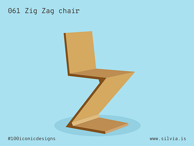 061 Zig Zag Chair 100iconicdesigns design flat illustration industrialdesign product productdesign rietveld stool zigzag