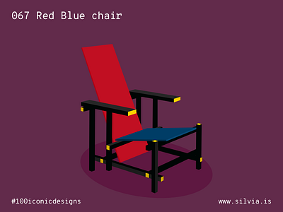067 Red Blue Chair 100iconicdesigns chair design flat illustration industrialdesign product productdesign redblue rietveld