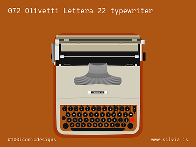072 Olivetti Lettera 22 Typewriter 100iconicdesigns flat illustration industrialdesign italian italiansdoitbetter lettera22 nizzoli olivetti product productdesign typewriter