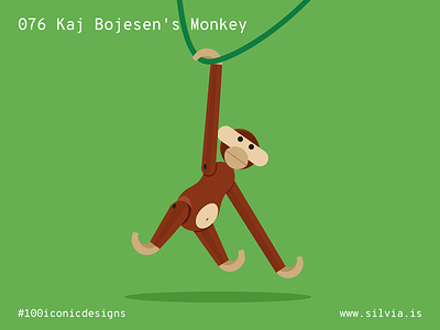 076 Kaj Bojesen's Monkey 100iconicdesigns bojesen danish flat illustration industrialdesign kajbojesen monkey product productdesign